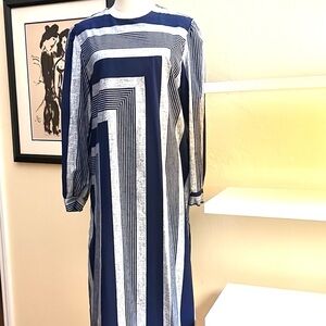 Paccini, YachtWear Conservative Blue Striped Dress,Excellent Condition,Size 14